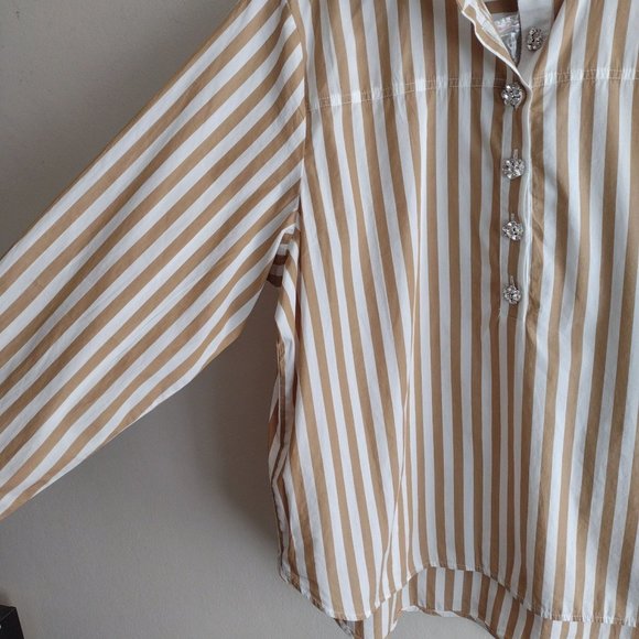 SALE! NWT JCrew Striped Blouse size 14 Latte White Fun Button details - Picture 5 of 11